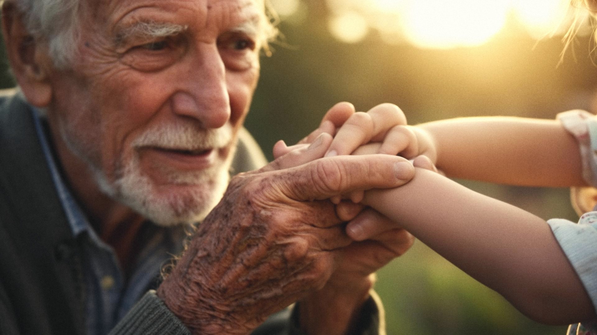 Grandparent and grandchild holding hands