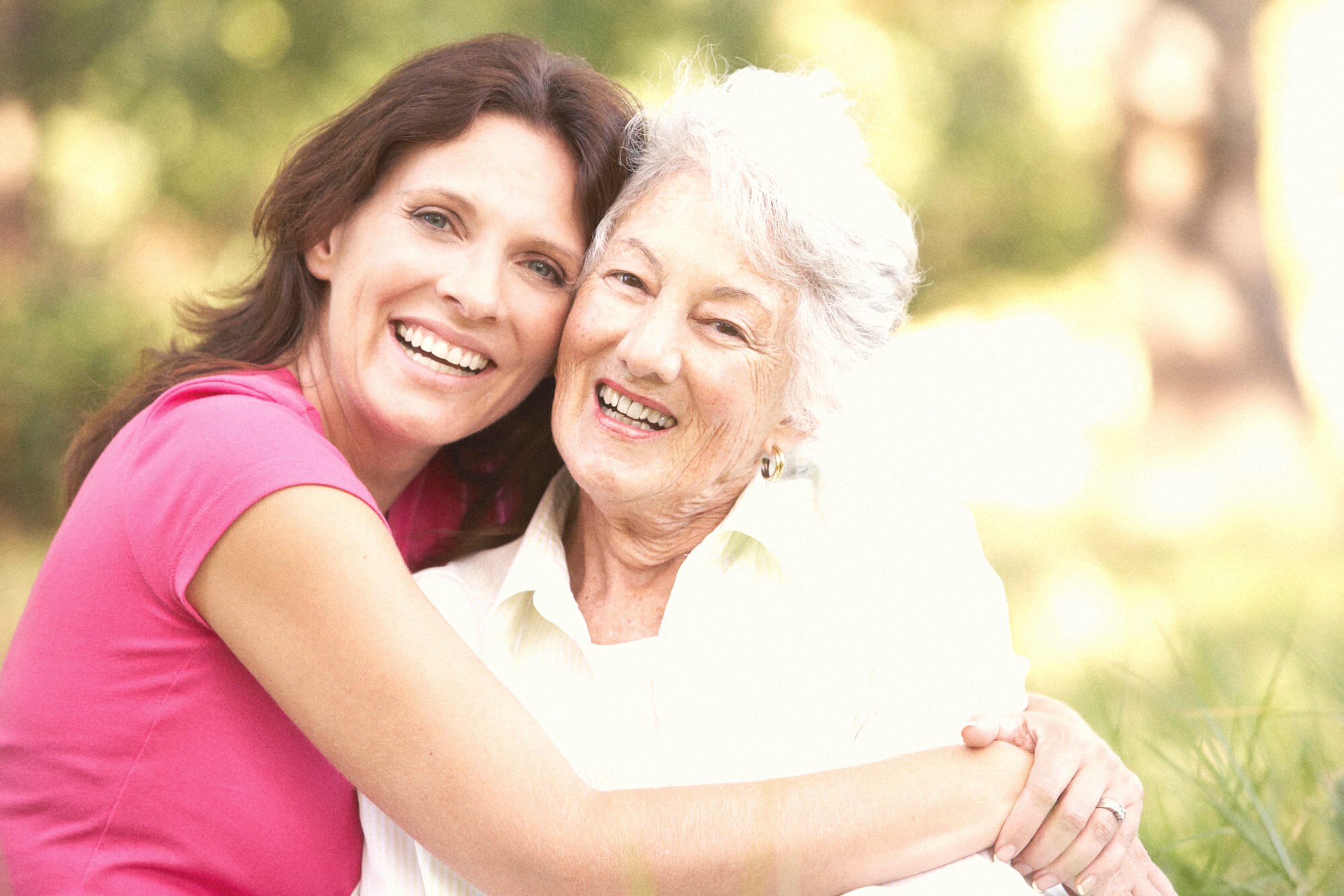 A grandmother laughing with pure joy