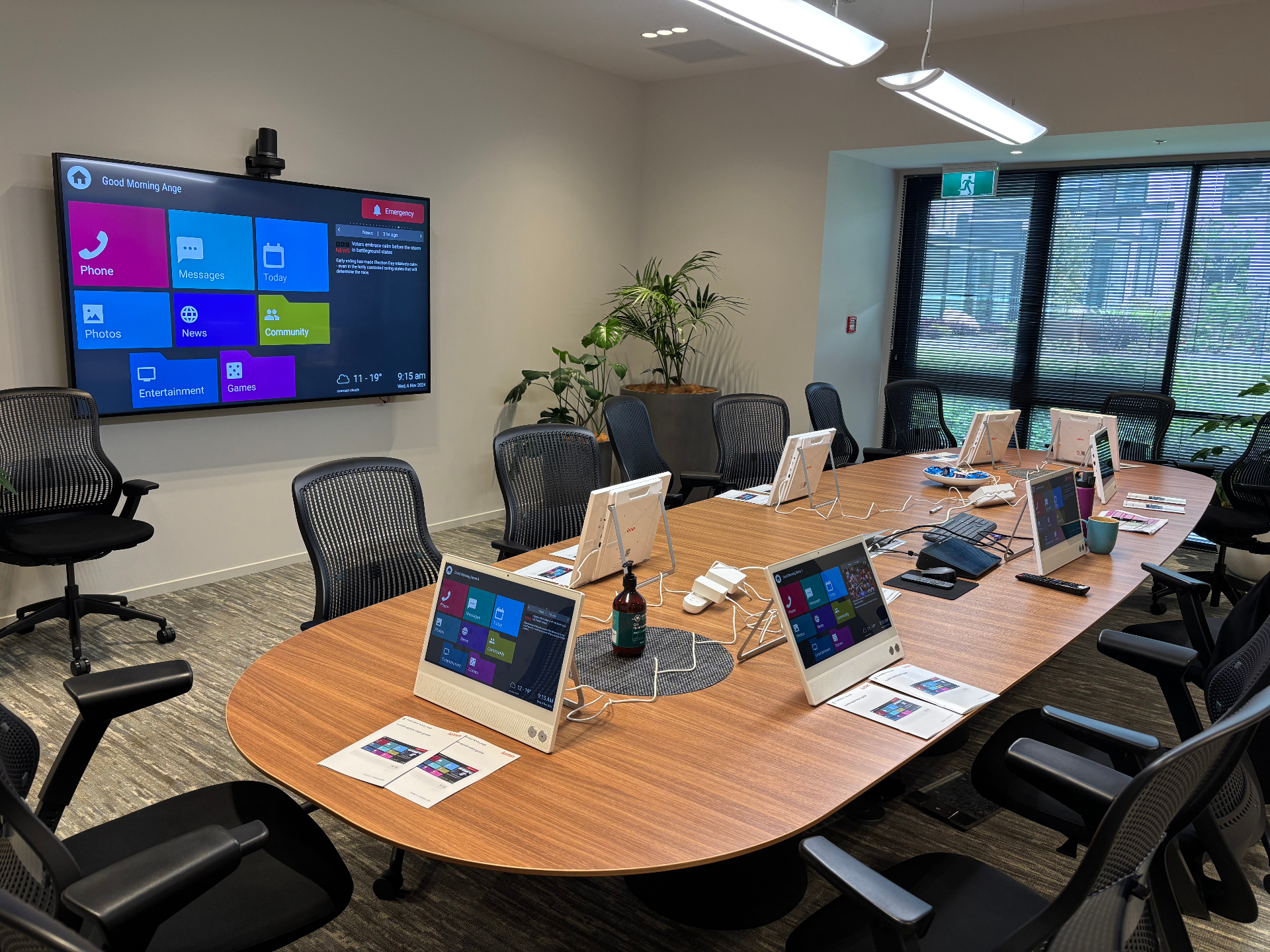 Lumin CareHub devices being set up in the office before deployment