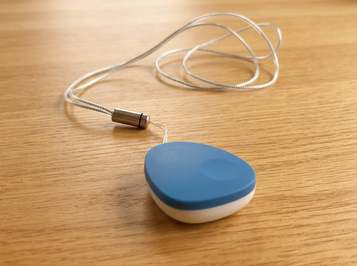 Lumin emergency pendant on a wooden table