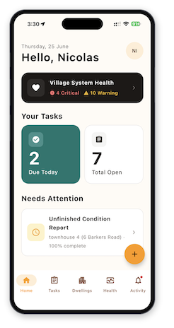 Lumin Property App - resident home screen