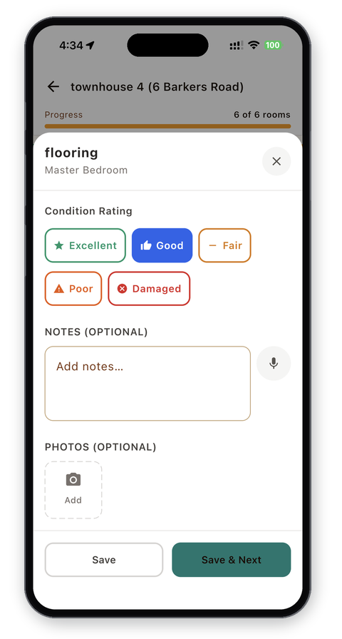 Property inspection checklist in the Lumin Property app