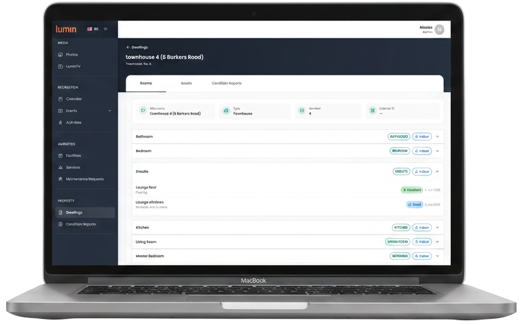 Community Management Portal dashboard on a laptop