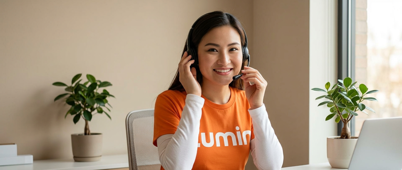 Lumin support team member on a call with monitoring dashboard visible