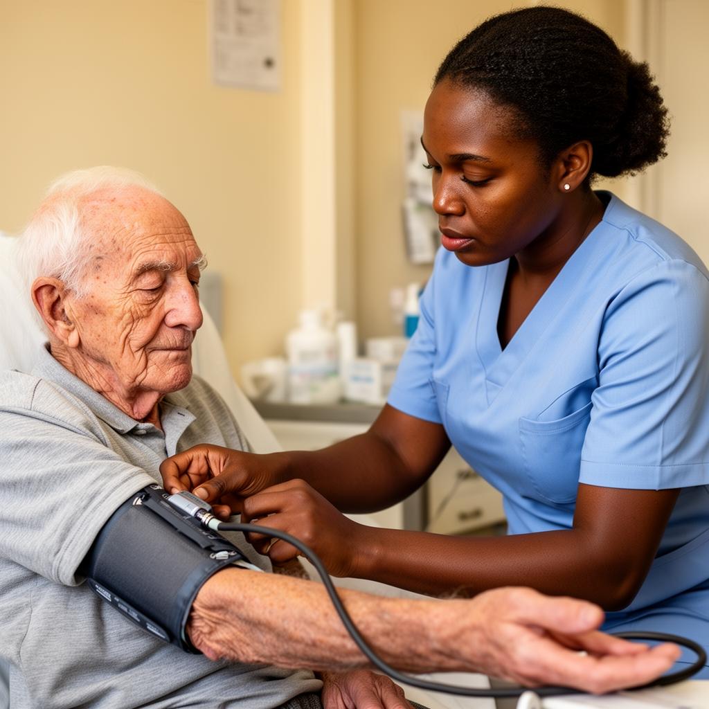 Older patient looking toward home - warm lifestyle moment, not clinical